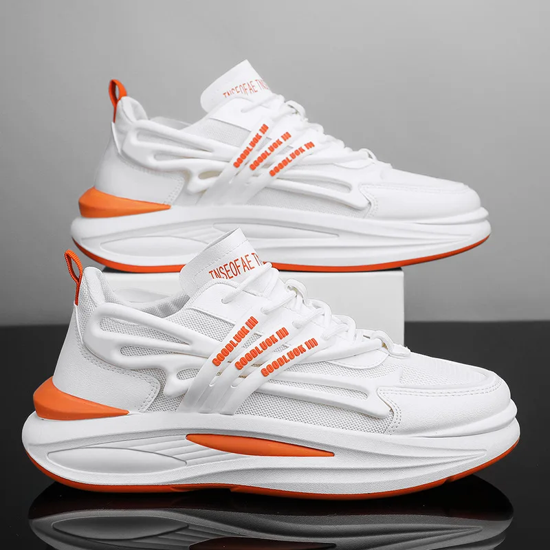 

Youth Trend Mesh Breathable Hard-Wearing Rubber Thick Sole Casual Sneakers 2023 Fashion Shallow Lace-up Tennis Shoes for Men