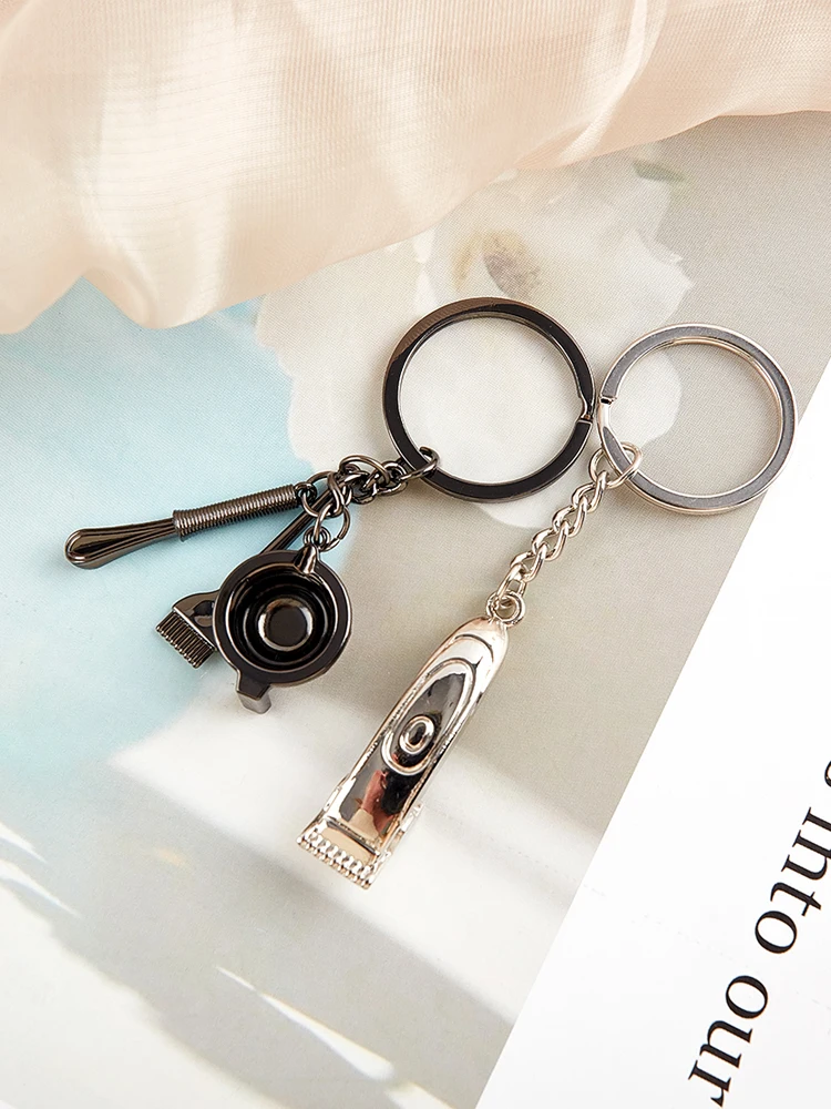

Barber Shop Tools Key Ring Hair Dryer Scissors Comb Pendants Simulation Keychain Dresser Present Hairdresser Gift брелок