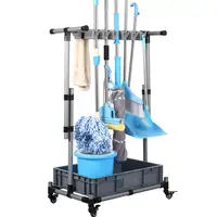 Broom Holder Put Wet Mops Movable Floor-Mounted Mop Rack Floor Standing Cleaning Tool Cart Storage For Garden Schools Hotels