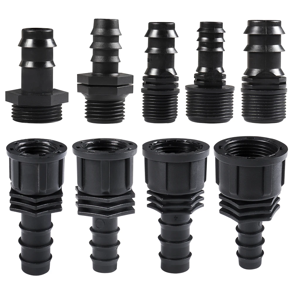 1/2 3/4 Female Male Thread To 1/2 3/4 1 Inch Garden Hose Barb Connector 16mm 20mm 25mm Plastic Hose Fitting Irrigation Pipe Fitt