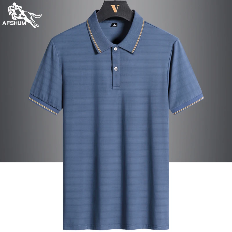 polo shirt men Summer new high quality mens short-sleeved polo shirt Ice silk solid color Men's business casual polo shirt 768