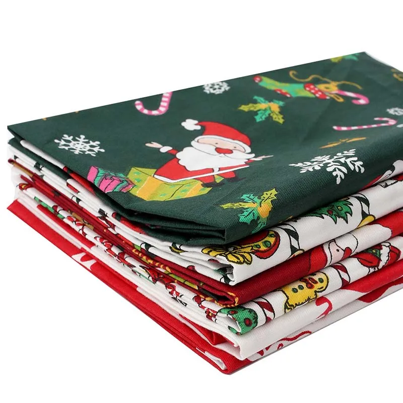 

CHEER BOWS 40*50cm 1pc 100% Cotton Christmas Fabric Santa Claus Printed Cloth Sheet Apparel Sewing Material Home Textile Patches