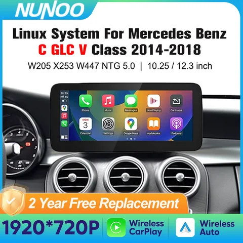 Беспроводной экран Carplay для Mercedes C Class W205 GLC X253 C180 C200 300 350 2015-2018 Автомобильный мультимедийный плеер Android Auto Radio