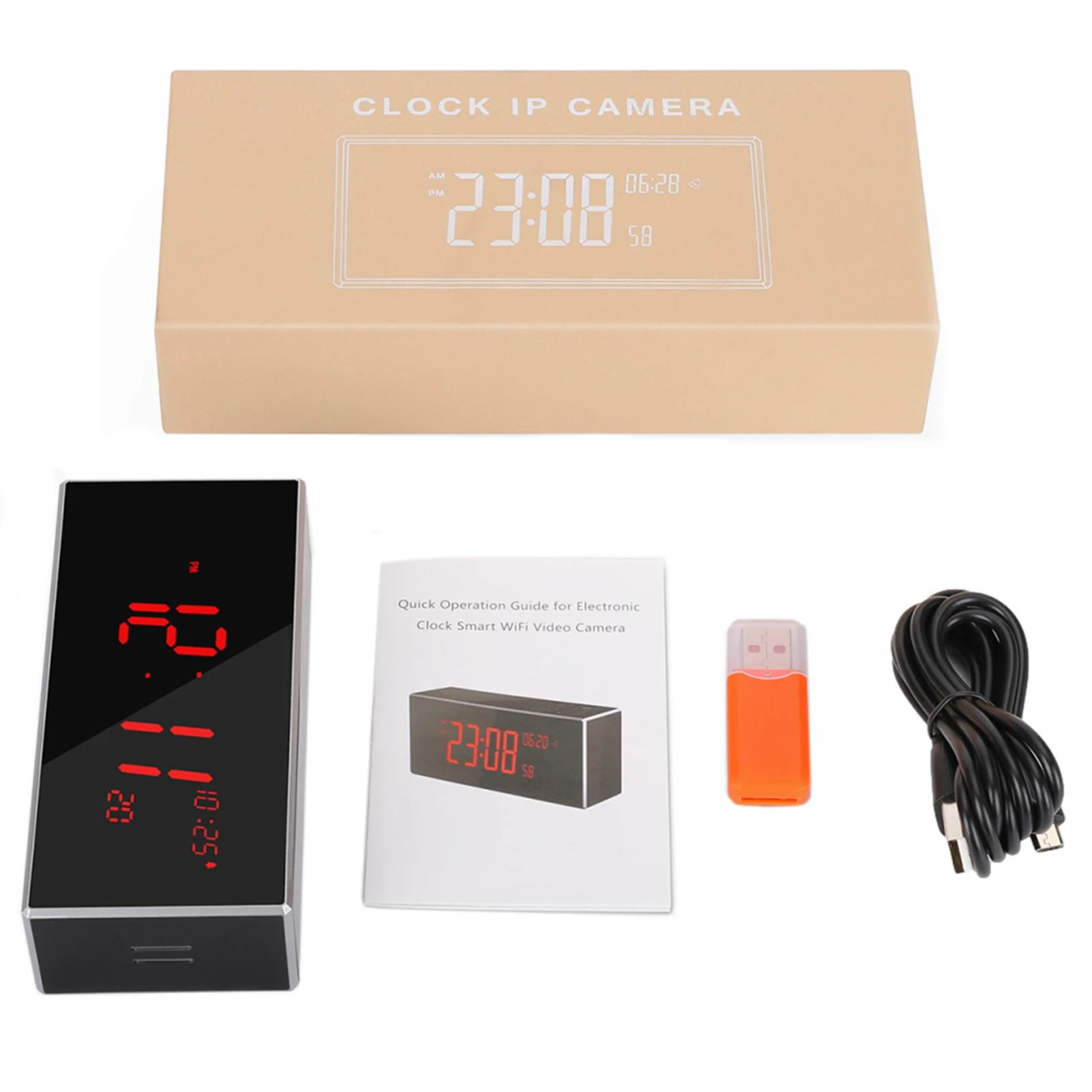 

Будильник с камерой Wi-Fi беспроводная камера 4K ночное видение тайная умная видеоняня запись сенсорный экран для дома и офиса