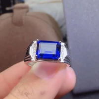 exquisite royal blue sapphire gemstone ring for men ring natural gem good cut 925 sterling silver birthday gift big size