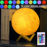 3d printed moon night light usb chargeable usb charging night light led touch dimmable 316 color changing bedside lamps