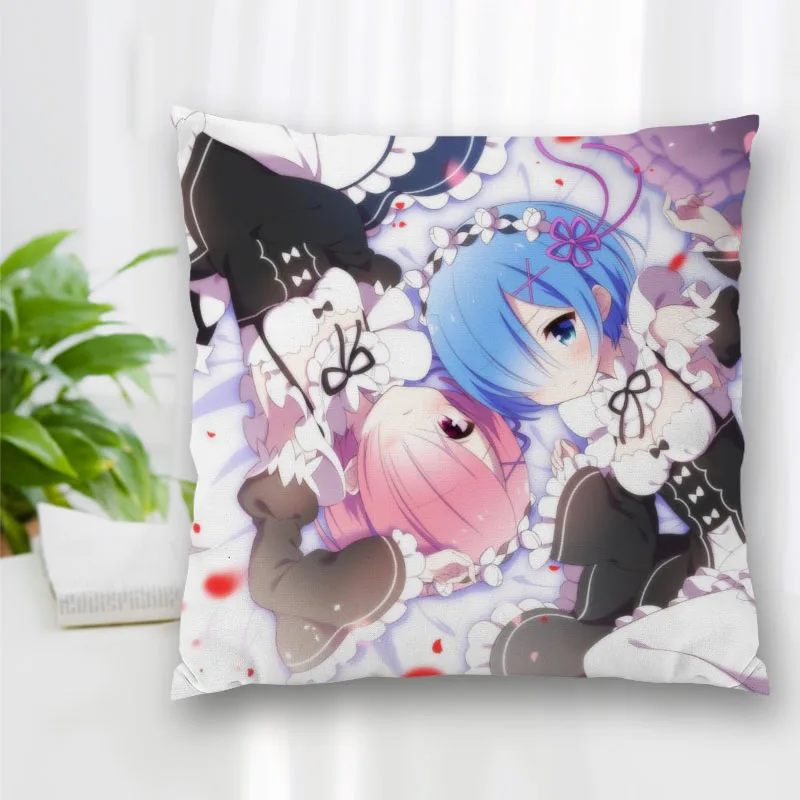 

Cushion Re Zero Anime Pattern Cover Throw Pillow Case Cushion For Sofa/Home/Car Decor Zipper Custom PillowCase 35x35cm,40x40cm