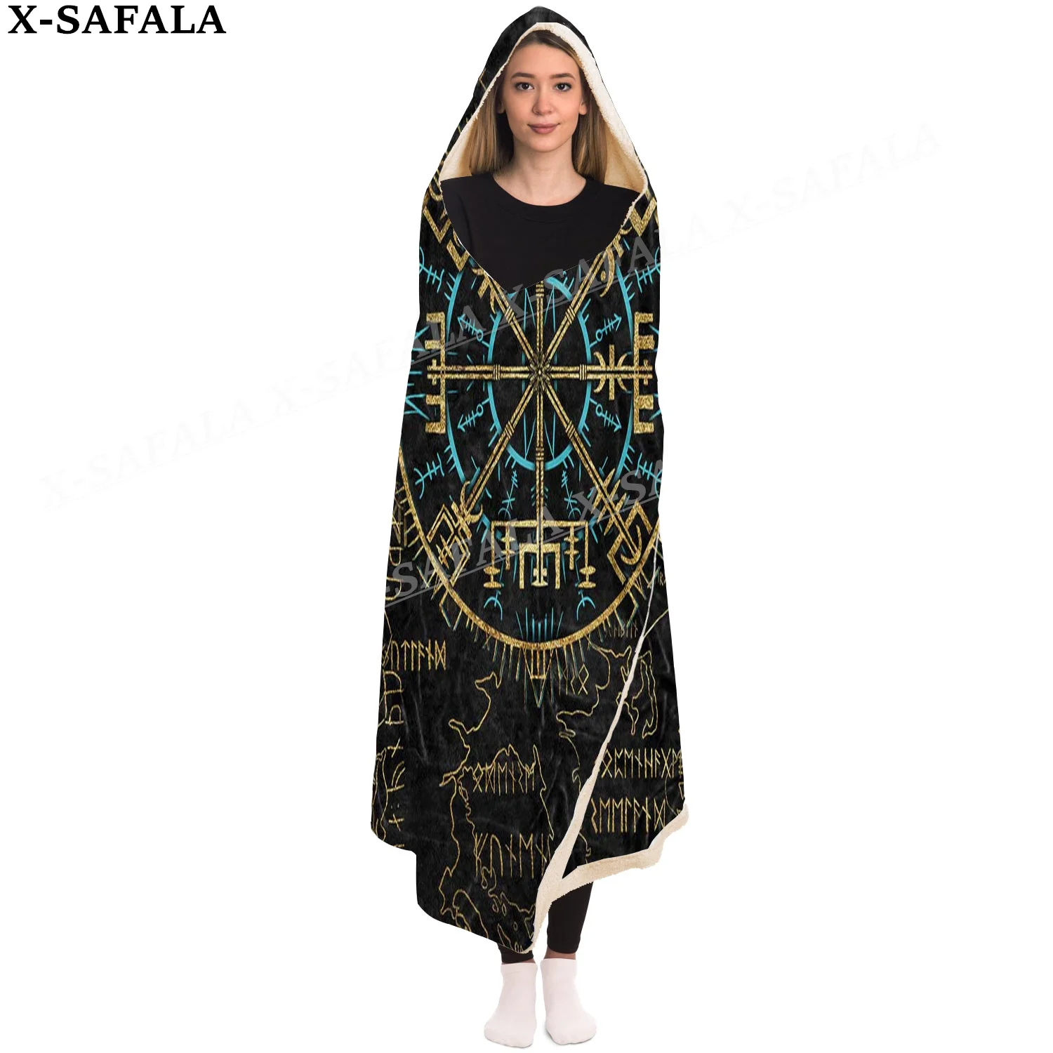 Скандинавская мифология вегвизир принт викингов пальто с капюшоном одеяло халат