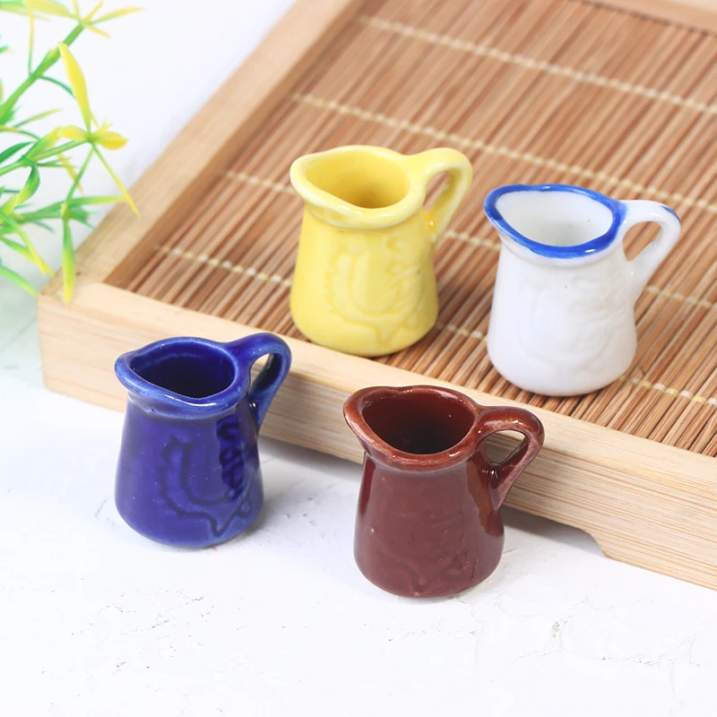 

1PC 1:12 Dollhouse Miniature Ceramic Oil Pot Seasoning Jar Model Kitchen Accessories For Doll House Decor Kids Toys Gift