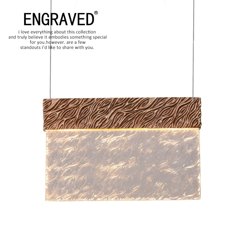 

Creative Square Pendant Light for Living Room Bedroom Bedside Copper Led Home Decor Lighting Fixture Retro Hanging Lamp