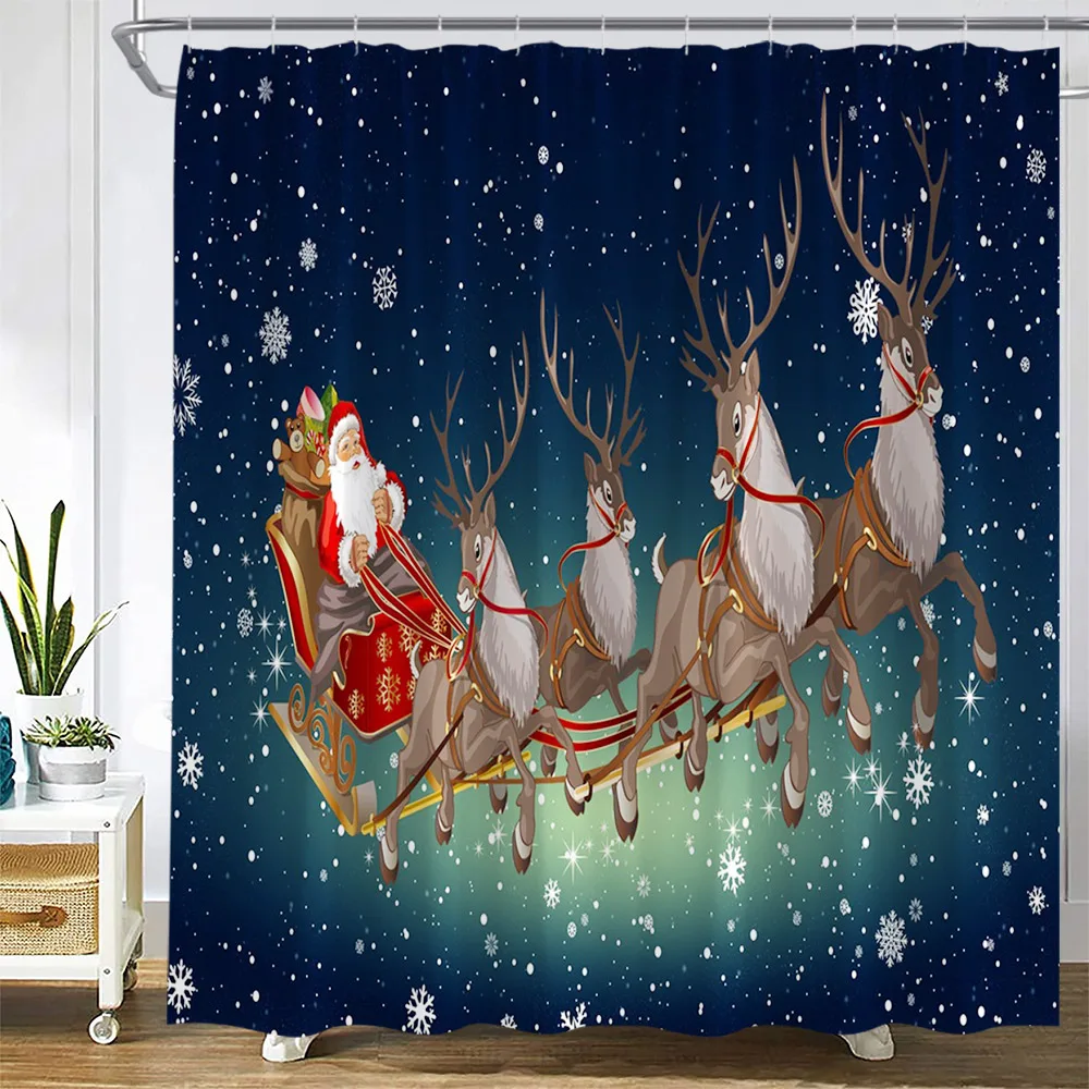 Рождественские шторы для душа забавный Санта-Клаус подарок замок зимний пейзаж