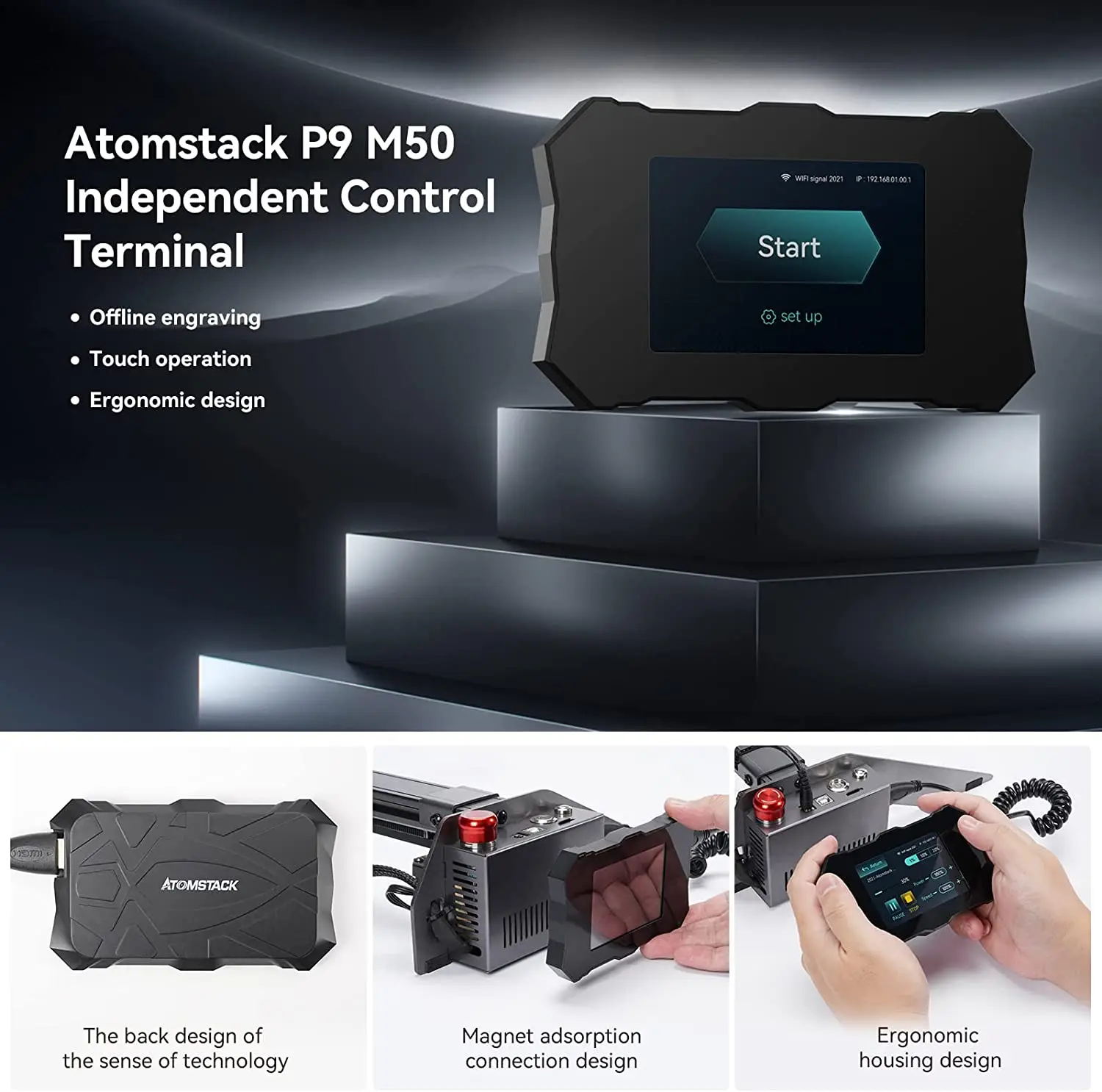 Портативный Двойной лазерный гравер ATOMSTACK P9 M50 50 Вт Мини резак гравировальная