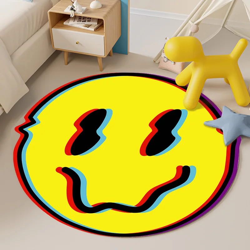 

Twisted Smile Plush Carpet Rug Trippy Smile Handmade Soft Suitable Rug Creative Smily Face Bedroom Home Decor Carpet Gift