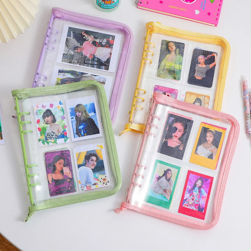 

A5/A6 Zipper Glitter Bright Summer Binder Notebook & DIY Photocard Collect Book Postcards Organizer Book School Stationery