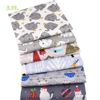 chainhoprinted twill cotton fabricpatchwork clothdiy sewing quilting materialgray cartoon series6 designs3 sizescc038