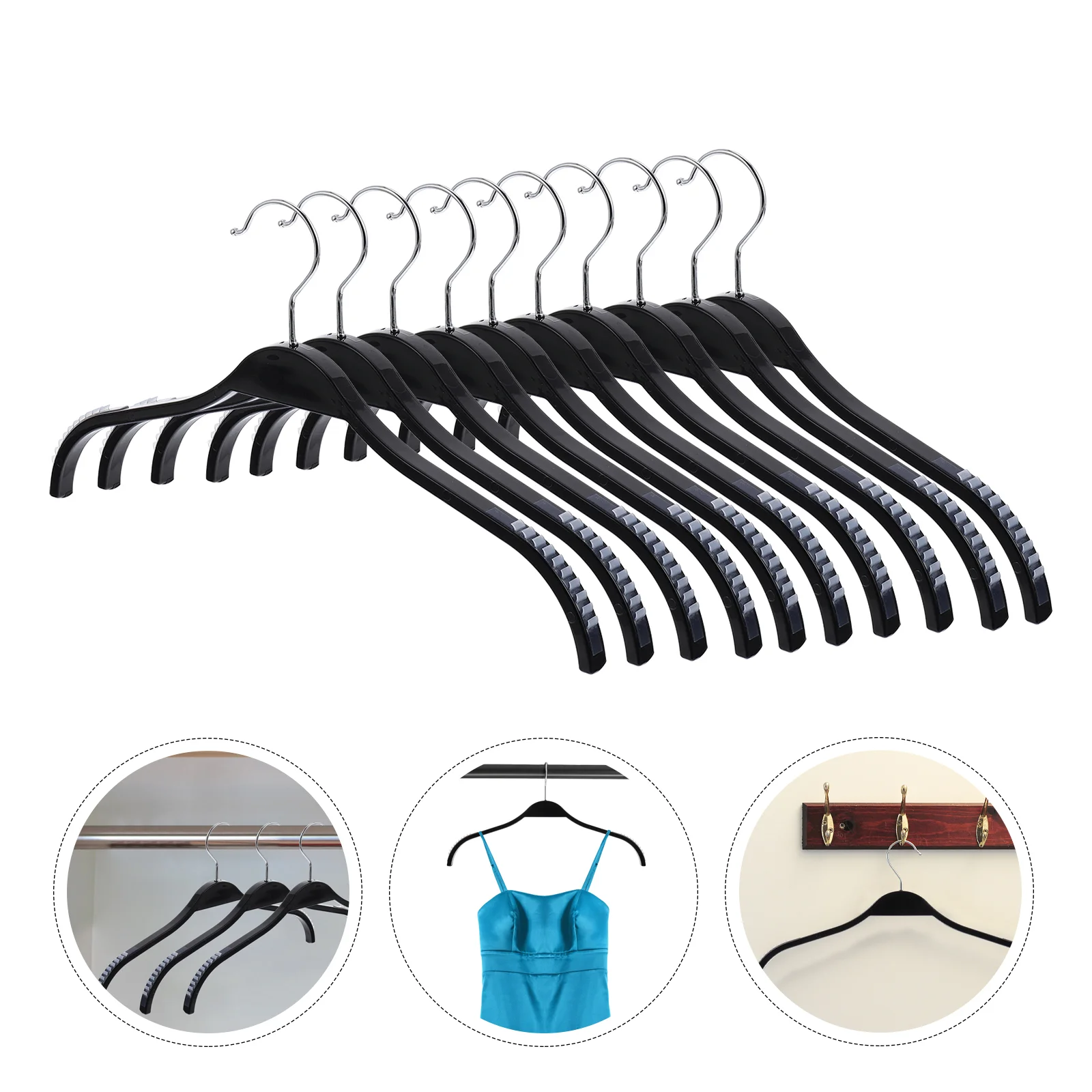 

1 Set 10 Pcs Plastic Coat Hangers Practical Simple Traceless Clothing Hangers