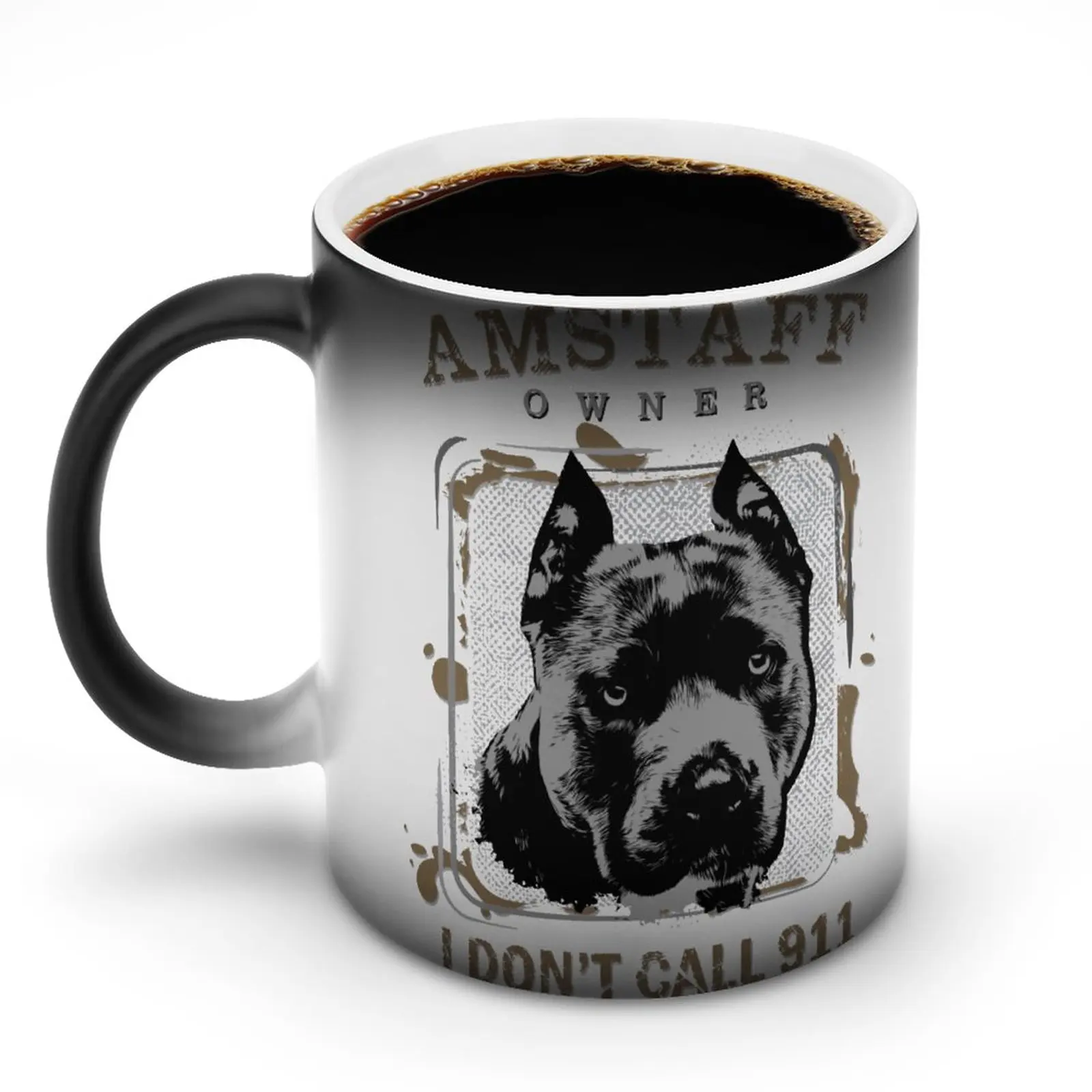 

Кружка Amstaff I't Call 911 Office, которая меняет цвет, кружка, креативные кавайные керамические чашки