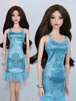 30cm blue strappy bodycon dress for barbie doll clothes princess outfits frock party gown 11 5 dolls accessories kids toys 16