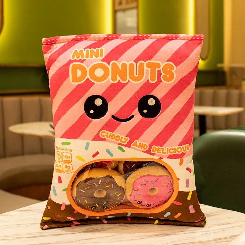 Donuts Chips Crackers Plush Toy Stuffed Soft Snack Cheesy Puffs Pudding Pillow ids Toys Birthday Christmas Gift images - 6