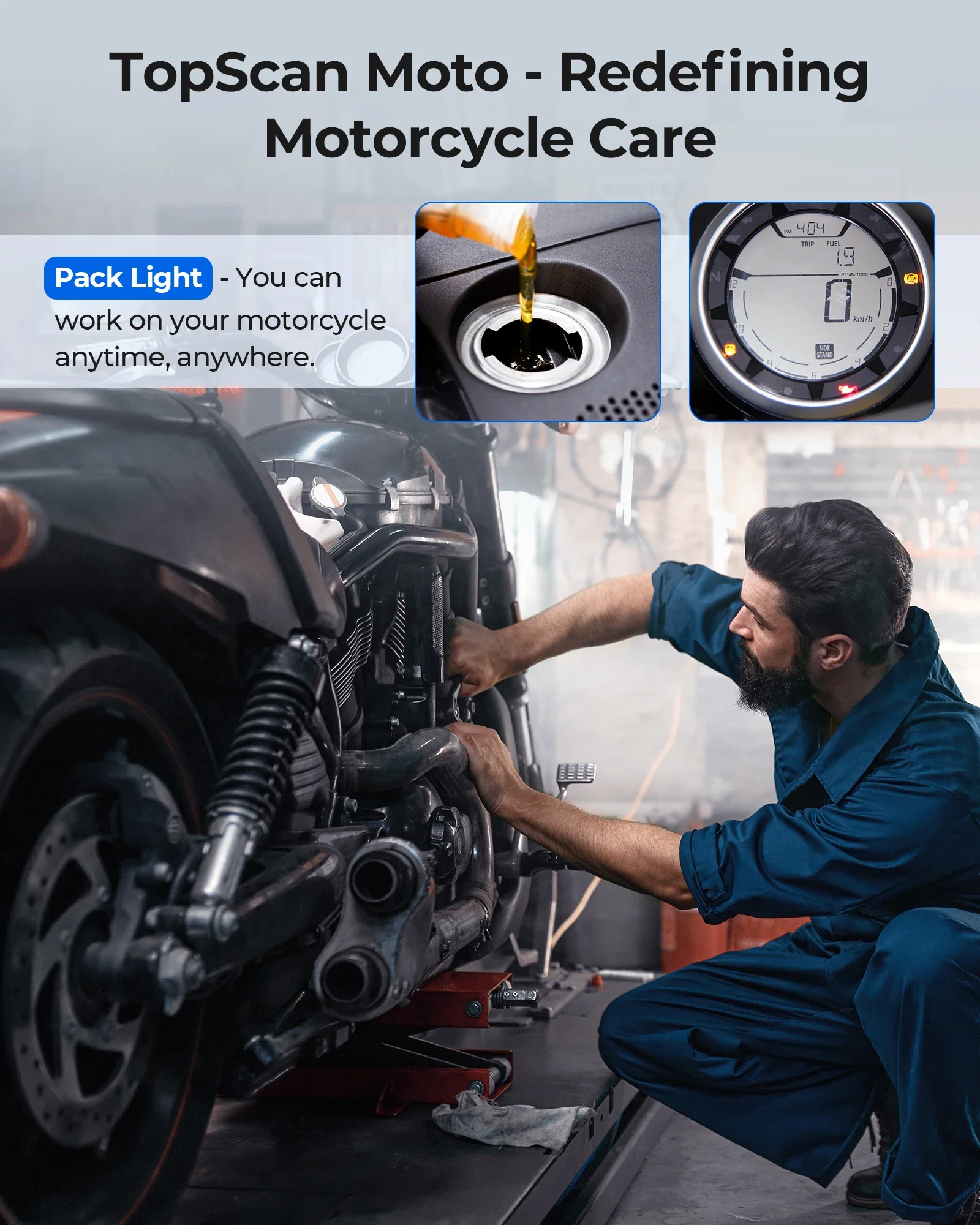 Фото Профессиональный универсальный TOPDON TopScan Moto сканирование автомобиля авто мотоцикл диагностические инструменты двигатель obd2 сканер инструмент для всех автомобилей №5