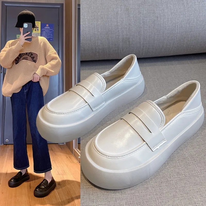 Купи Women's Shoes Flat Female Casual Medical Shoes Comfortable Platform Slip-on Barefoot Office Loafers Moccasin Leather White за 720 рублей в магазине AliExpress