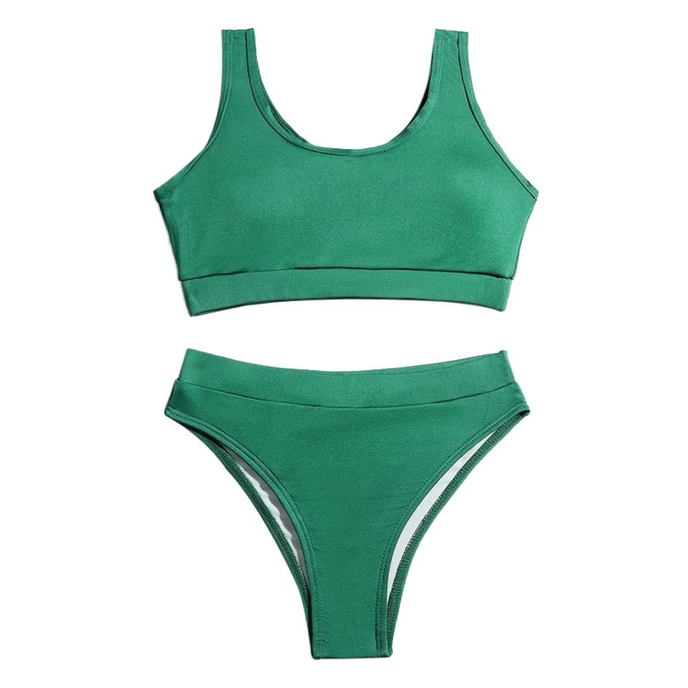 

Cute Girls Solid Swimsuits Two-Pieces Bathing Suits Padded Crop Bottoms Quick Dry Swimwear Kids Sunsuit Tankini Suit 7-11T