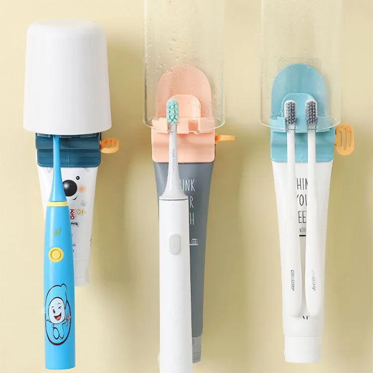 

Toothpaste Dispenser Punched Hanging Free Multifunctional Toothbrush Shelf Automatic Toothpaste, Toothbrush Toothpaste Frame