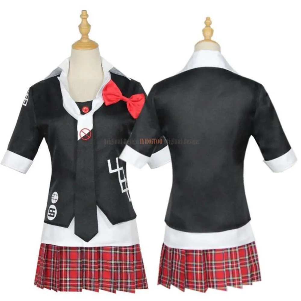 

Anime Danganronpa Cosplay Costume Enoshima Junko Uniform Short Skirt Ponytail Wig