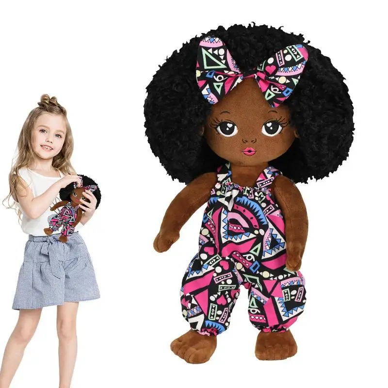 Cartoon Exploding Head Afro Black Girl Boy Soft Stuffed Ragdoll Toy For Kid Christmas Gift