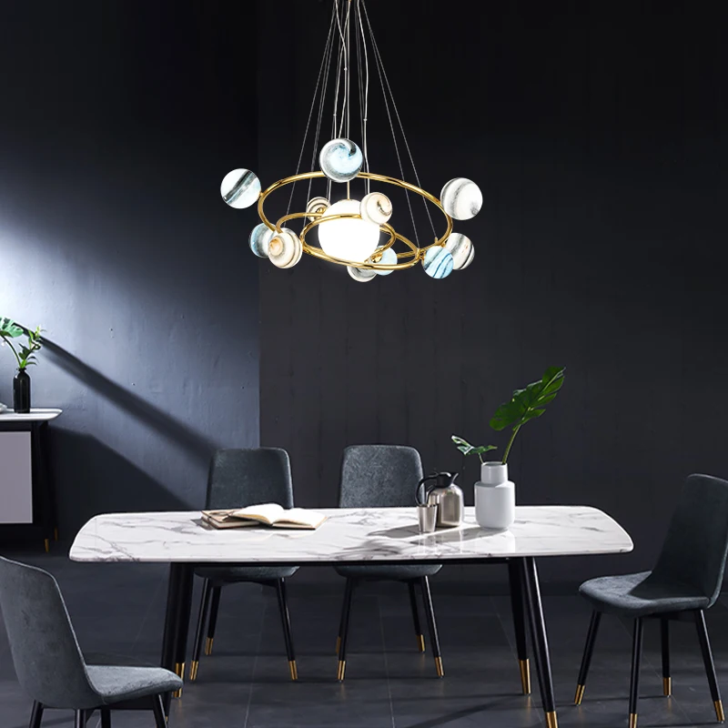 Светодиодный подвесной светильник со стеклянным глобусом люстра с планетой