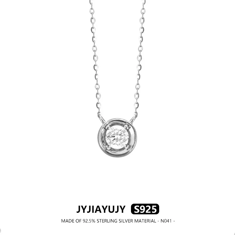 

JYJIAYUJY 100% Sterling Silver S925 Necklace 7MM White Zircon Double Face Hollow Out Design Different Color Gift Daily Use N041