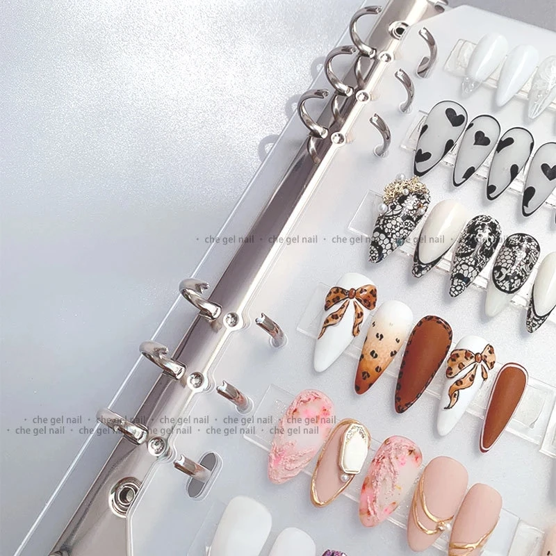 

4 Size Clear Booklet Storage Nails Press on Fake Artifical False Nails Manicure Tool Nail Art Frosted Finished Nail Display