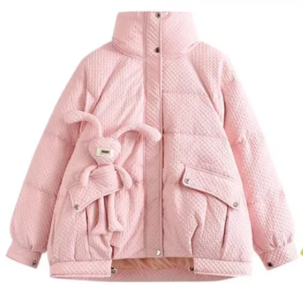 Winter Coats for Women 2022 Korean Fashion Parkas Cute Bunny Decoration Harajuku Cotton-padded Coat Warm Jackets Female Clothing