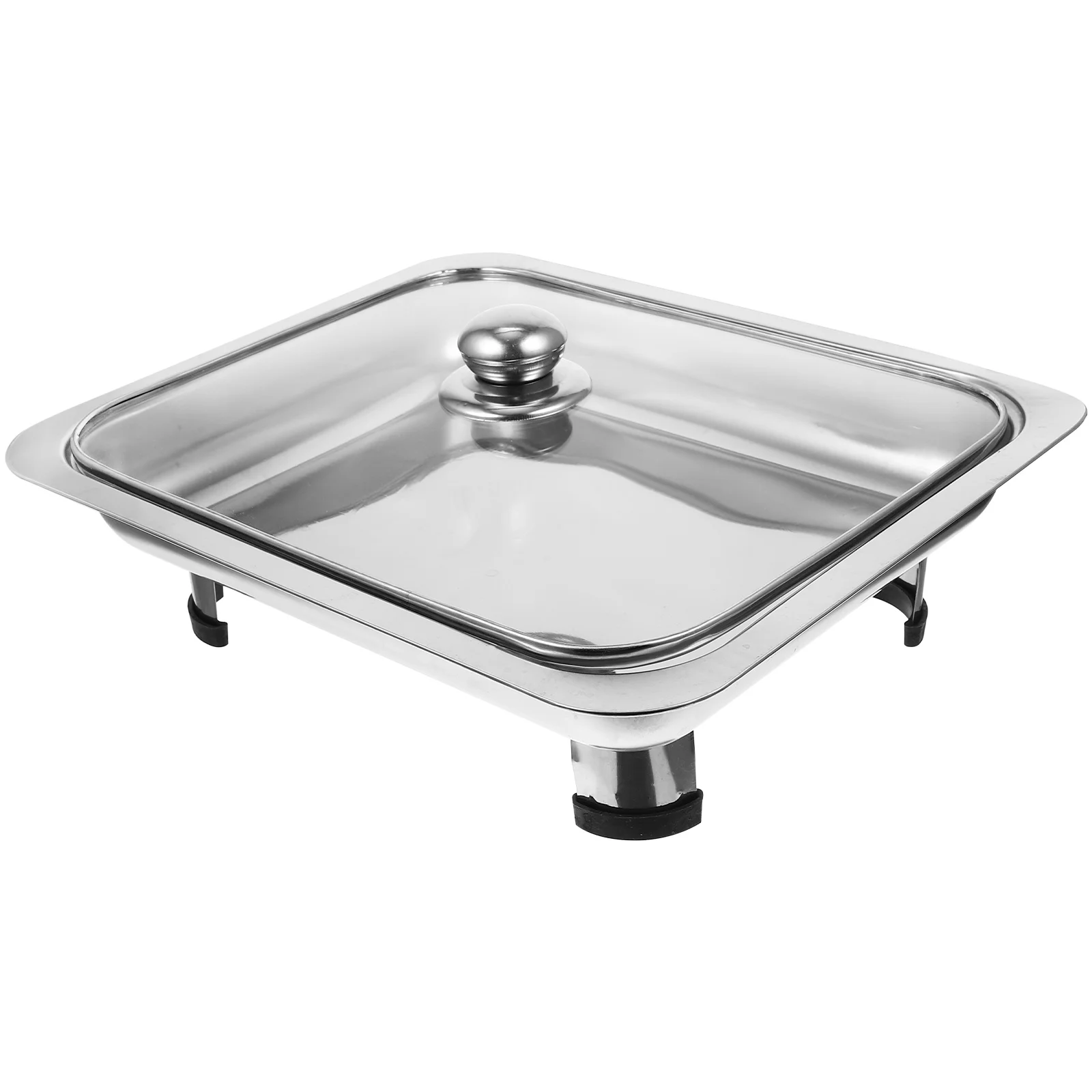 

Stainless Steel Rectangular Four-legs Serving Tray Buffet Dishes For Party Buffet Tray Catering Trays Buffet Pans