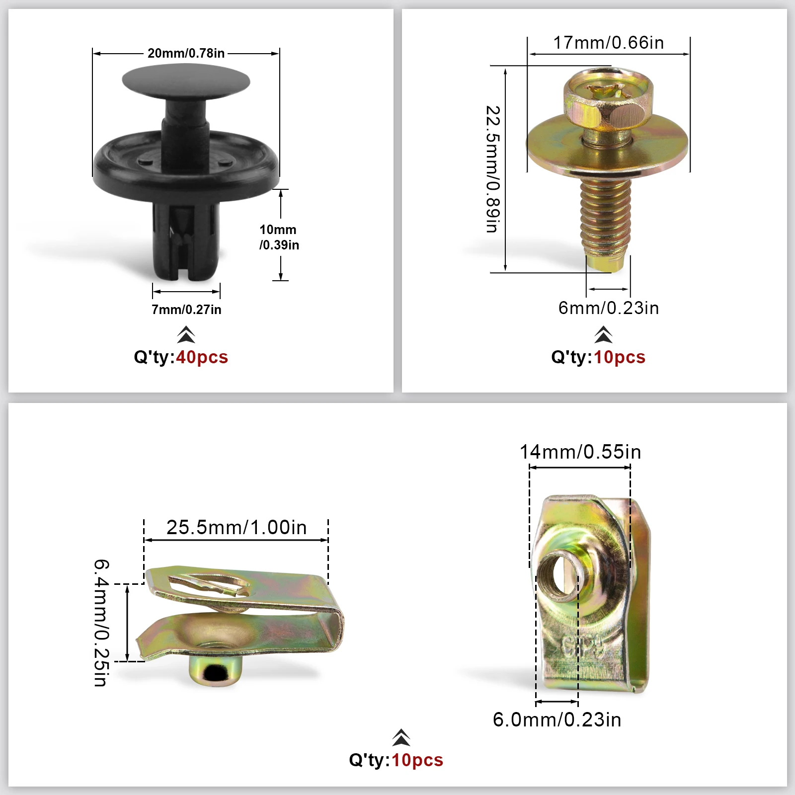 60X для Toyota Lexus Camry нейлоновые крепежи 7 мм Фиксатор нажимного типа болты М6 U-гайки