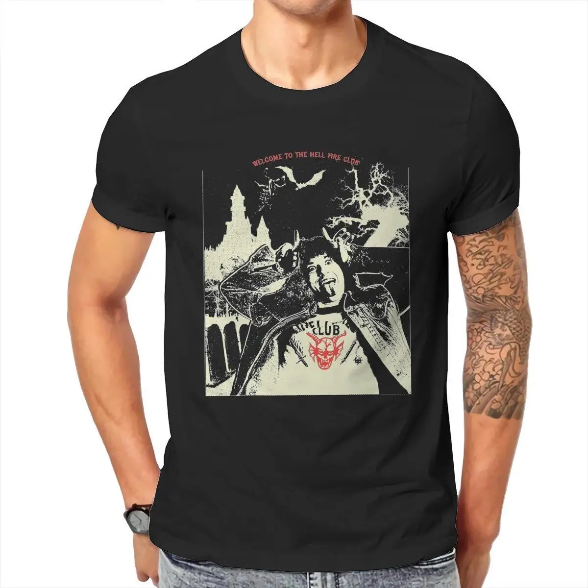 

LOVE HIM Hellfire Club Men T Shirts Eddie Munson Funny Tee Shirt Short Sleeve Round Neck T-Shirts Pure Cotton Summer Clothing