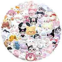 51pcs 3d kawaii sanrio coolomi hello kitty sticker laptop hand account water cup waterproof anime sticker children gift toys