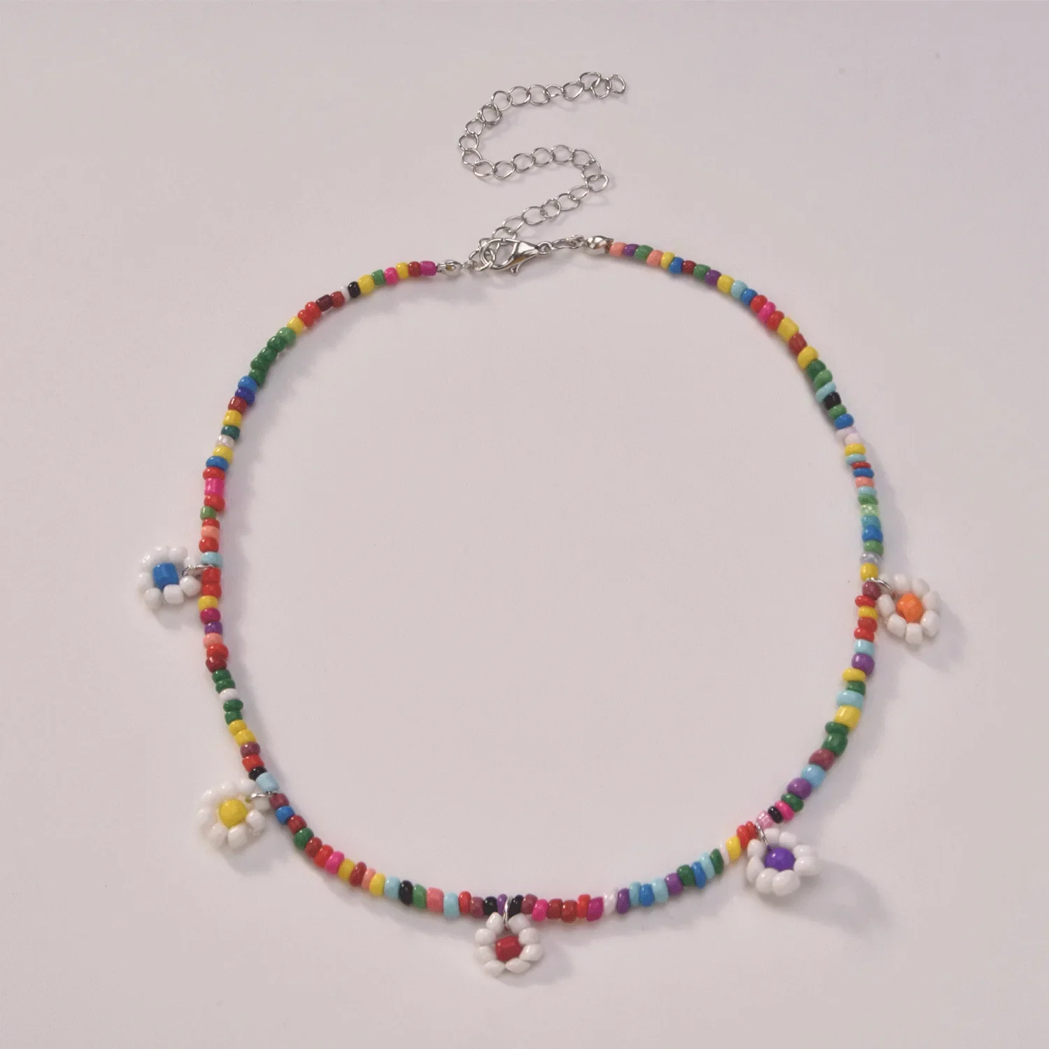 Женское ожерелье ручной работы с бусинами и цветными цветами