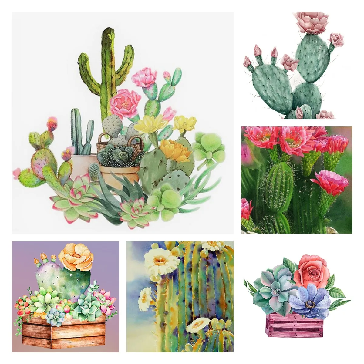 5D алмазная живопись сделай сам серия зеленых растений кактусов вышивка