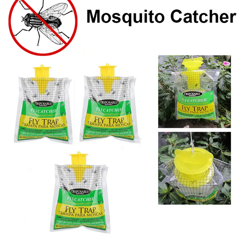 

1/2/3Pcs Hanging Fly Trap Disposable Fly Catcher Bag Mosquito Trap Catcher Fly Wasp Insect Bug Killer Flies Trap For Outdoor