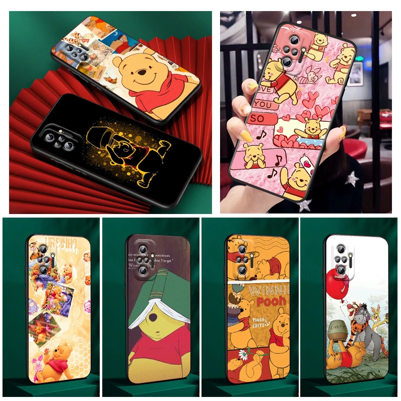 

Phone Case For Xiaomi Redmi Note 12 11E 11S 11 11T 10 10S 9 9T 9S 8T 8 Pro Plus 5G Disney Winnie the Pooh Black TPU Cover
