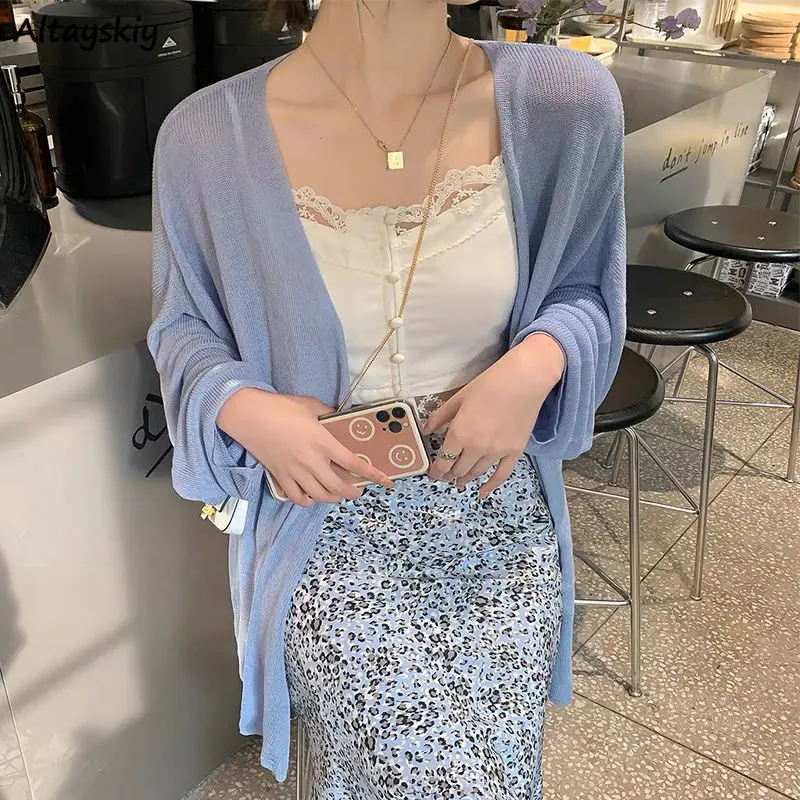 

Cardigan Women Solid All-match Outdoor Loose-fit Elegant Fresh Streetwear Female Summer Fashion Sun Shading Ulzzang Top Hot Sale