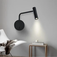 modern led reading wall lamp 3w adjustable large angle bedside wall mounted sconce bedroom wall light with switch ac85 265v