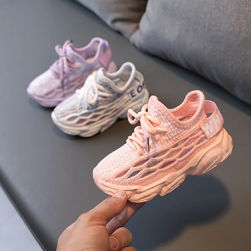 

HUMOR RABBIT New Spring Autumn Children Shoes Boys Girls Casual Shoe Fashion Knitting Breathable Light Soft Bottom Kids Sneakers