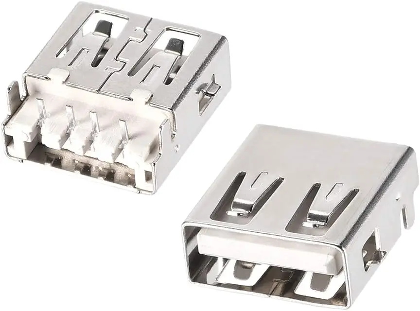 

20PCS USB 2.0 Type A Female Socket Connector 4-Pin DIP 90 Degree Repair Adapter