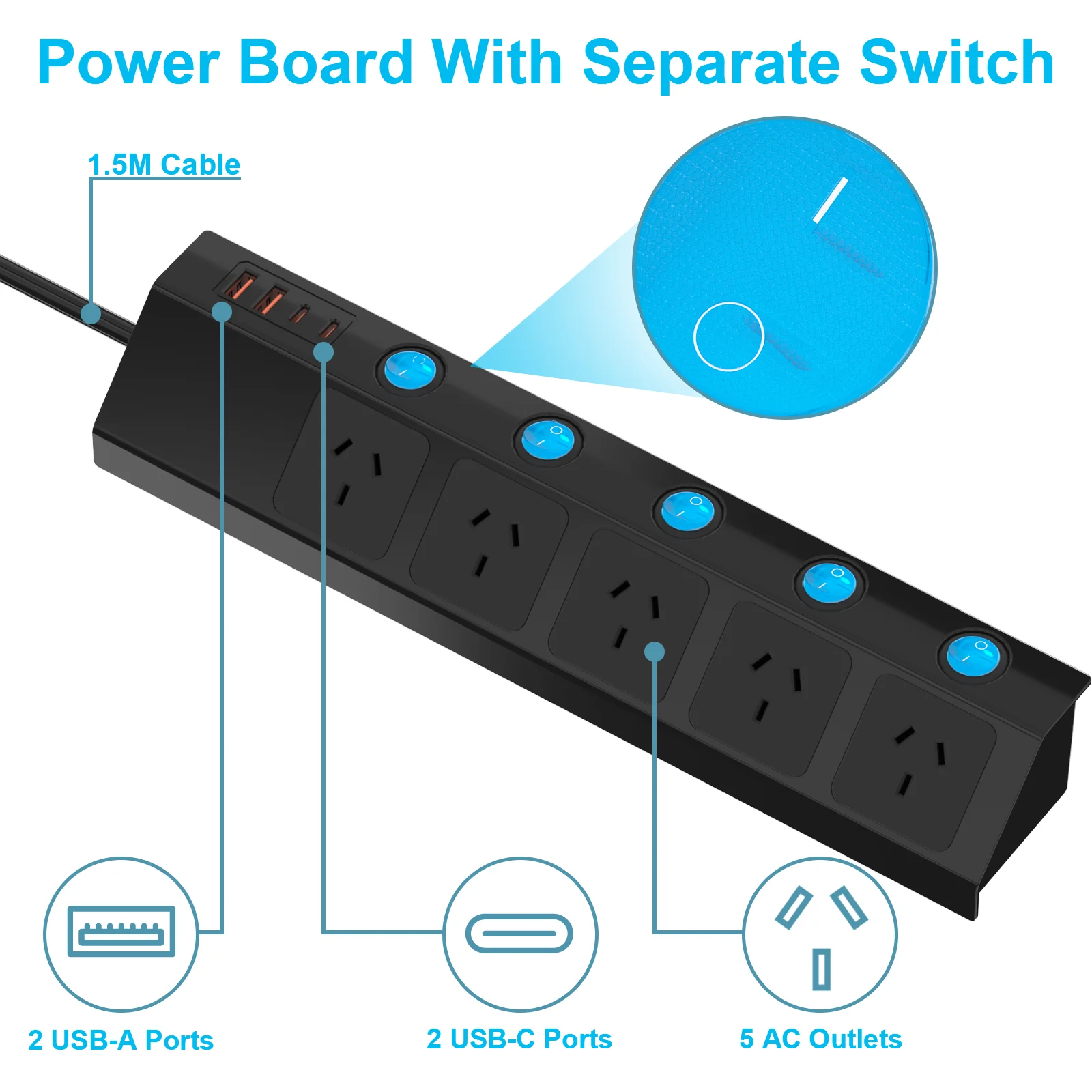 Австралийская штепсельная вилка с удлинителем 1 5 м удлинитель переменного тока 2