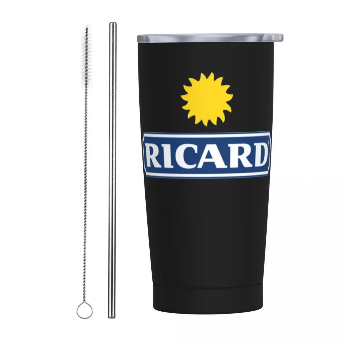 

Кружка Ricard Tumbler с соломинкой и крышкой, стакан из нержавеющей стали с двойными стенками и вакуумной изоляцией для холодного и горячего кофе, 20 унций