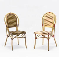 hot sale patio garden set outdoor plastic rattan accent wicker stackable chair furniture french cafe bistro dining beach chair
