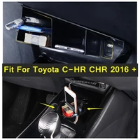 lapetus auto styling front water cup holder support storage box phone tray accessory cover fit for toyota c hr chr 2016 2022