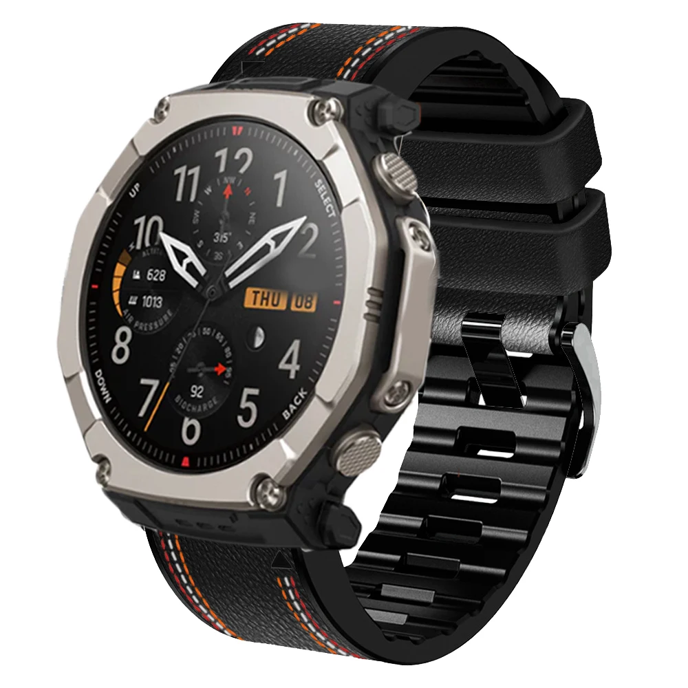 Фото Кожаный силиконовый ремешок QuickFit 26 мм для часов Amazfit T-Rex Ultra 2, 51 мм, водонепроницаемый, защищающий от пота, браслет-ремешок №3